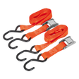 Cam Buckle Strap 25mm x 2.5m Polyester Webbing with S-Hooks 500kg Breaking Strength - TD05025CS - Farming Parts