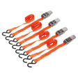 Ratchet Straps 25mm x 4m Polyester Webbing with S-Hooks 500kg Breaking Strength - 2 Pairs - TD0540S4 - Farming Parts