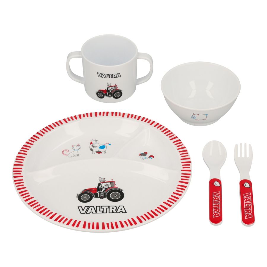 Valtra Kids 5-Piece Tractor Dinner Set – Plate, Bowl & Cutlery – V42806050