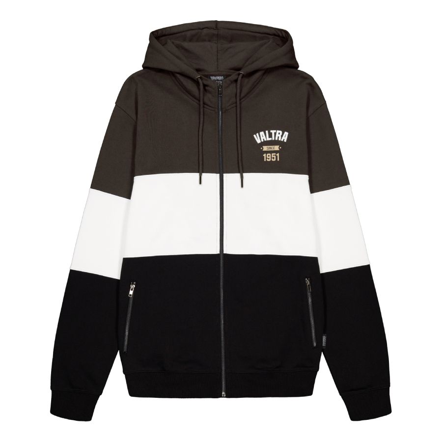 Valtra Men's Colour Block Full Zip Hoodie – Brown, Black & White – V4281191
