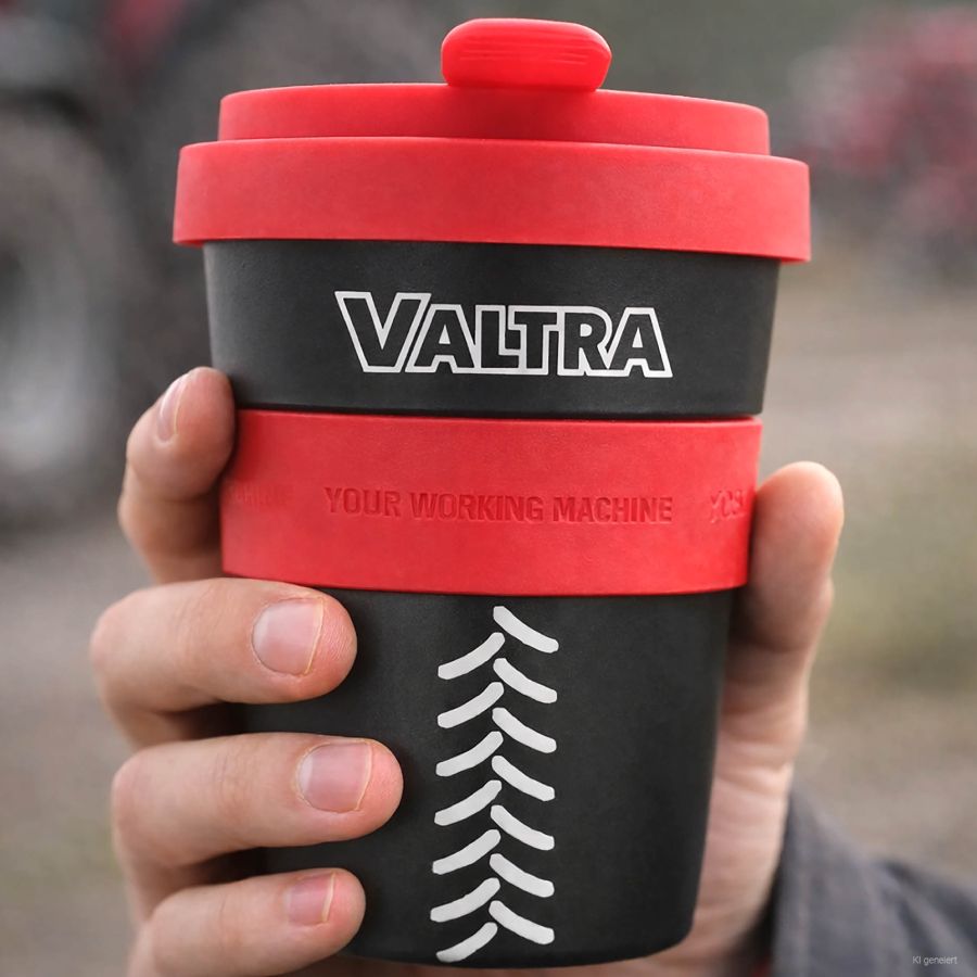Valtra Coffee-to-Go Porcelain Mug Black & Red 300ml - V42804050