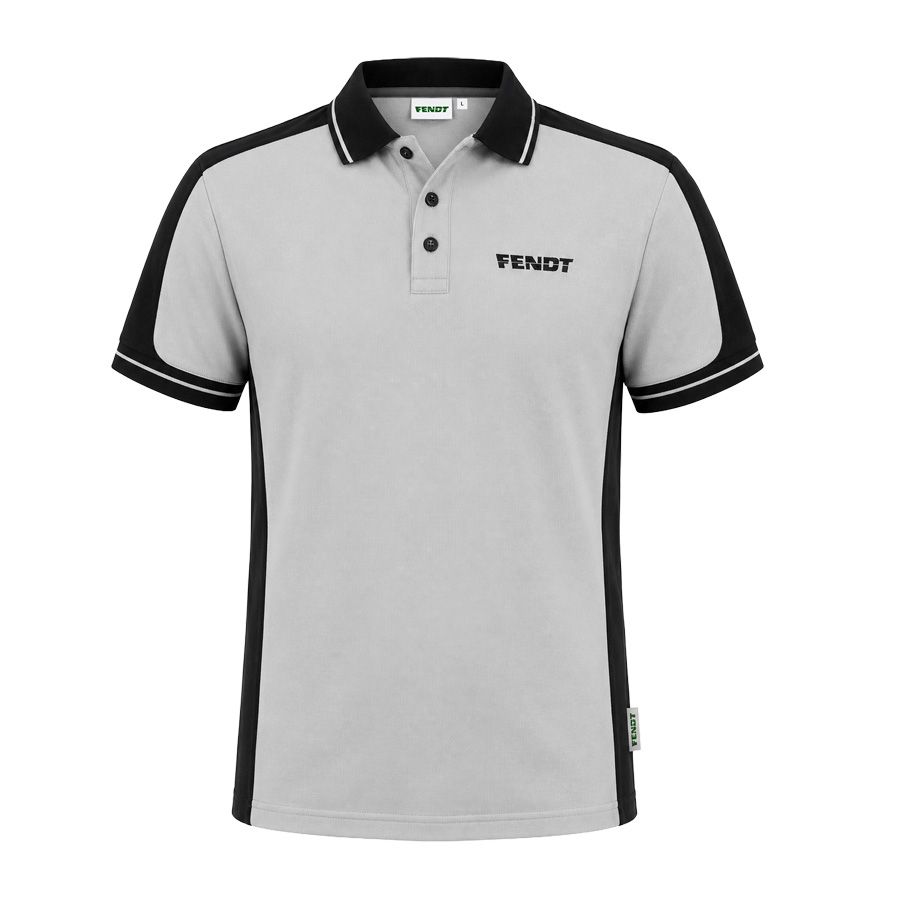 Fendt Men's Light Grey & Black Cotton Polo Shirt - X99102612