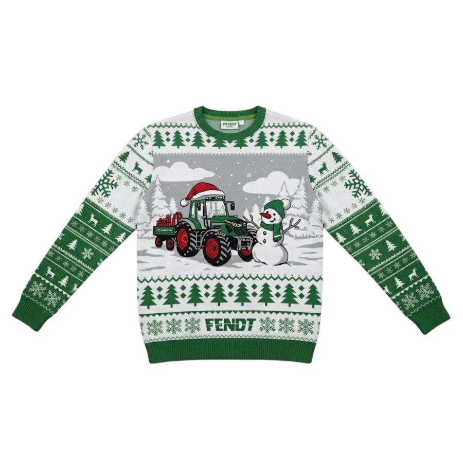 Fendt Christmas Jumper 2026 – Green & White Festive Tractor Jumper – X991026359