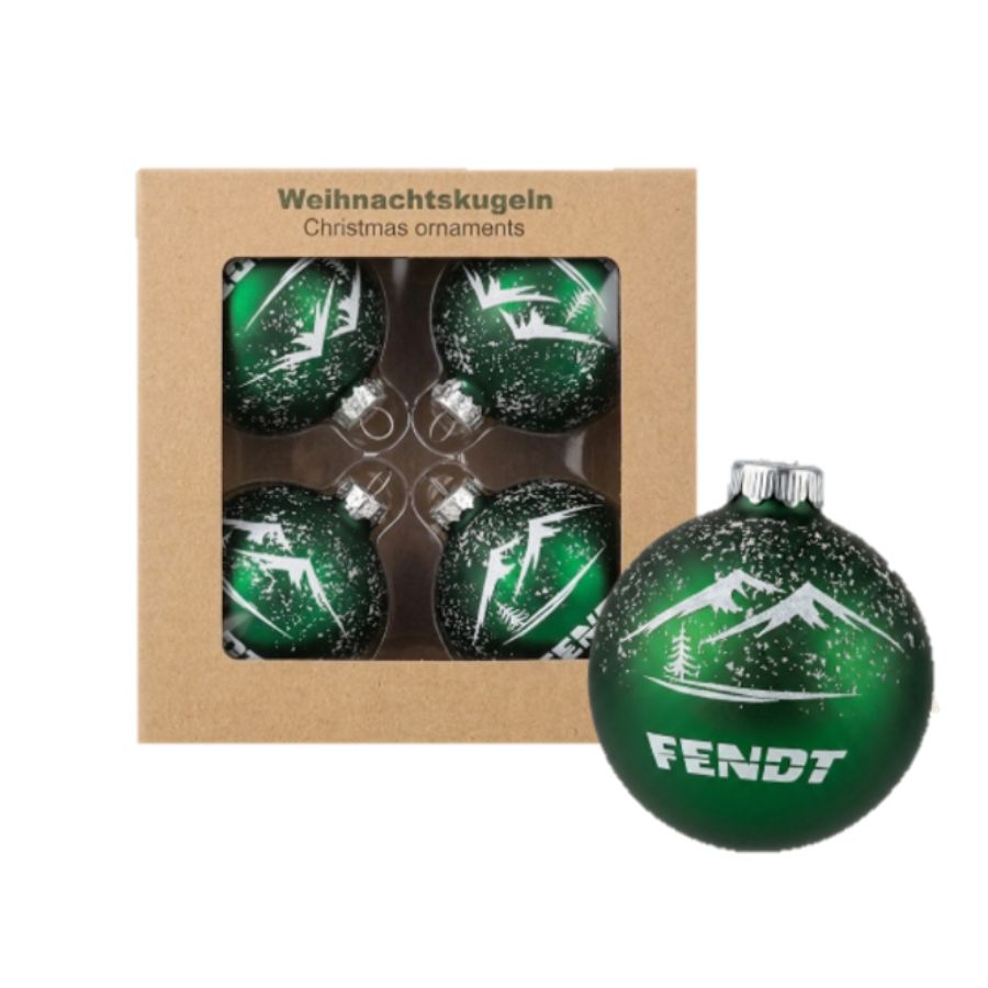 Fendt Christmas Baubles – Set of 4 Green Festive Decorations - X991026363000