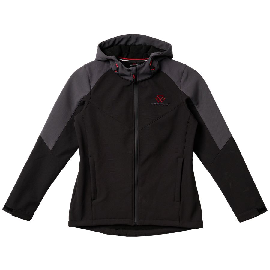 Massey Ferguson Women's Hooded Softshell Jacket – Black & Grey | X993322602 - Product Image 1