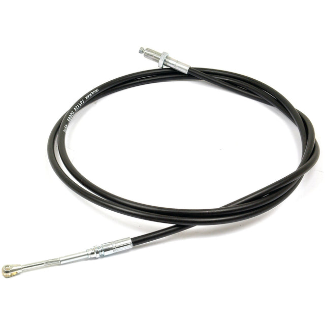 A black throttle cable with metal connectors on both ends, coiled in a loop, reminiscent of the Sparex Remote Control Cable 2.5M (Sparex Part No. S.101670).