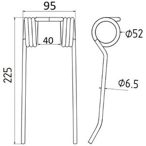 Pick-Up Haytine- Length:220mm, Width:95mm,⌀6.4mm - Replacement for Idass
 - S.106241 - Farming Parts