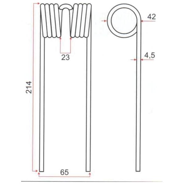 Pick-Up Haytine- Length:214mm, Width:65mm,⌀4.5mm - Replacement for John Deere
 - S.106247 - Farming Parts