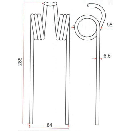 Pick-Up Haytine- Length:285mm, Width:84mm,⌀6.5mm - Replacement for Massey Ferguson
 - S.106258 - Farming Parts