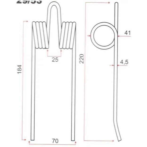 Pick-Up Haytine- Length:184mm, Width:70mm,⌀4.5mm - Replacement for New Holland
 - S.106263 - Farming Parts