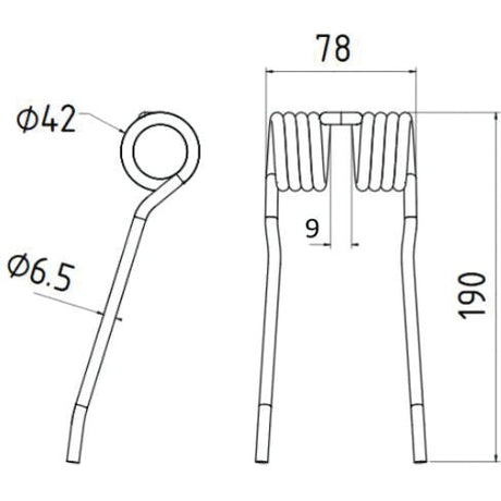 Haytine- Pick-Up- Length:190mm, Width:78mm,⌀6.5mm - Replacement for Claas
 - S.106280 - Farming Parts