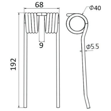 Pick-Up Haytine- Length:192mm, Width:68mm,⌀5.5mm - Replacement for Bautz, Claas
 - S.106283 - Farming Parts