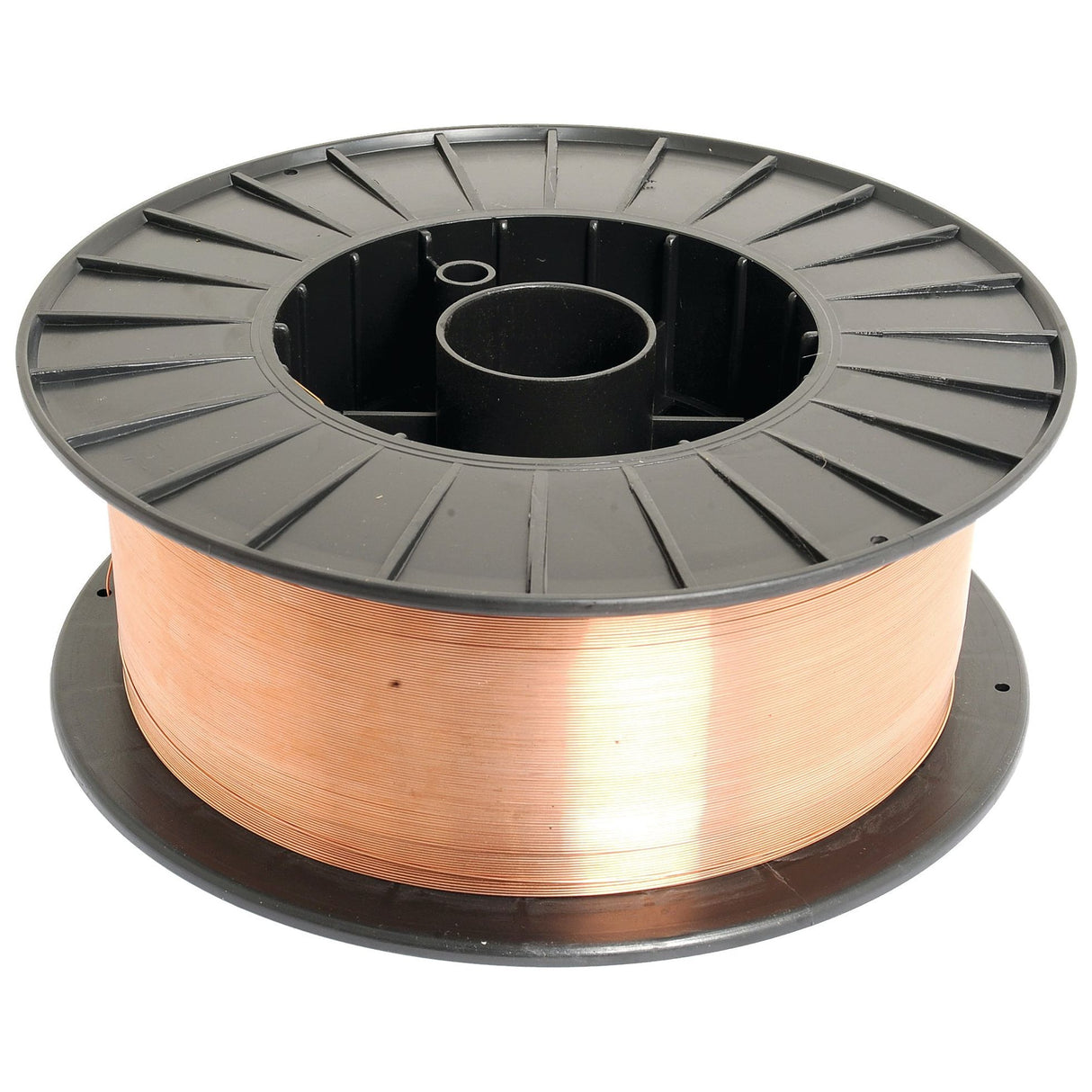 A neatly coiled spool of 0.8mm copper welding wire, displayed with a black plastic reel against a white background, marketed as Welding Wire - 0.8mm x 15kg | Sparex Part No.S.10661 by the brand Sparex.