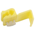 The Sparex Scotchlock Terminal, Standard Grip Yellow (Agripak 25 pcs.), part no. S.10664, is a yellow plastic hanger featuring a metal serrated edge and a standard grip hook designed for securely hanging picture frames.