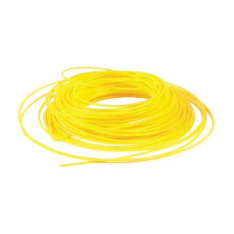 A coiled bundle of Sparex's bright yellow Strimmer Cord - Square, 2.4mm x 10M (Sparex Part No.S.10744), arranged in a circular pattern.