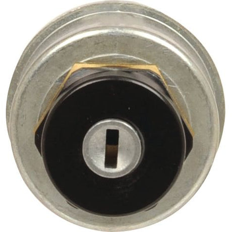 Close-up image of the Sparex Ignition Switch (Part No. S.107587) with a cylindrical lock and a black front panel, featuring a keyhole in the center.