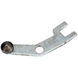 The Sparex Transmission Top Plate, part number S.108215, is a metallic lockout lever featuring a circular hole in the center, a small round raised section near one end, and an open-ended slot on the other end. It is specifically designed for Case IH Transmission Top Plate applications.