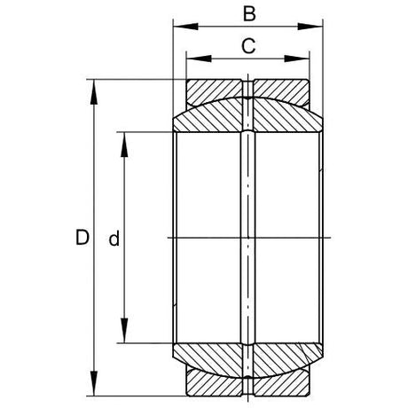 Technical drawing of a cylindrical component with labeled dimensions: B, C, D, and d, showing cross-sectional view and specifications for parts. Suitable for Case IH / International Harvester applications, this includes a hydraulic cross shaft ring from the Sparex brand. The product is identified as the Hydraulic Cross Shaft Ring with Sparex Part Number S.108517.
