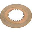 The Friction Disc - IPTO, Sparex Part No. S.108700 by Sparex, is a circular metallic component featuring a textured inner gear-like structure with a smooth outer ring, all crafted from composite material.