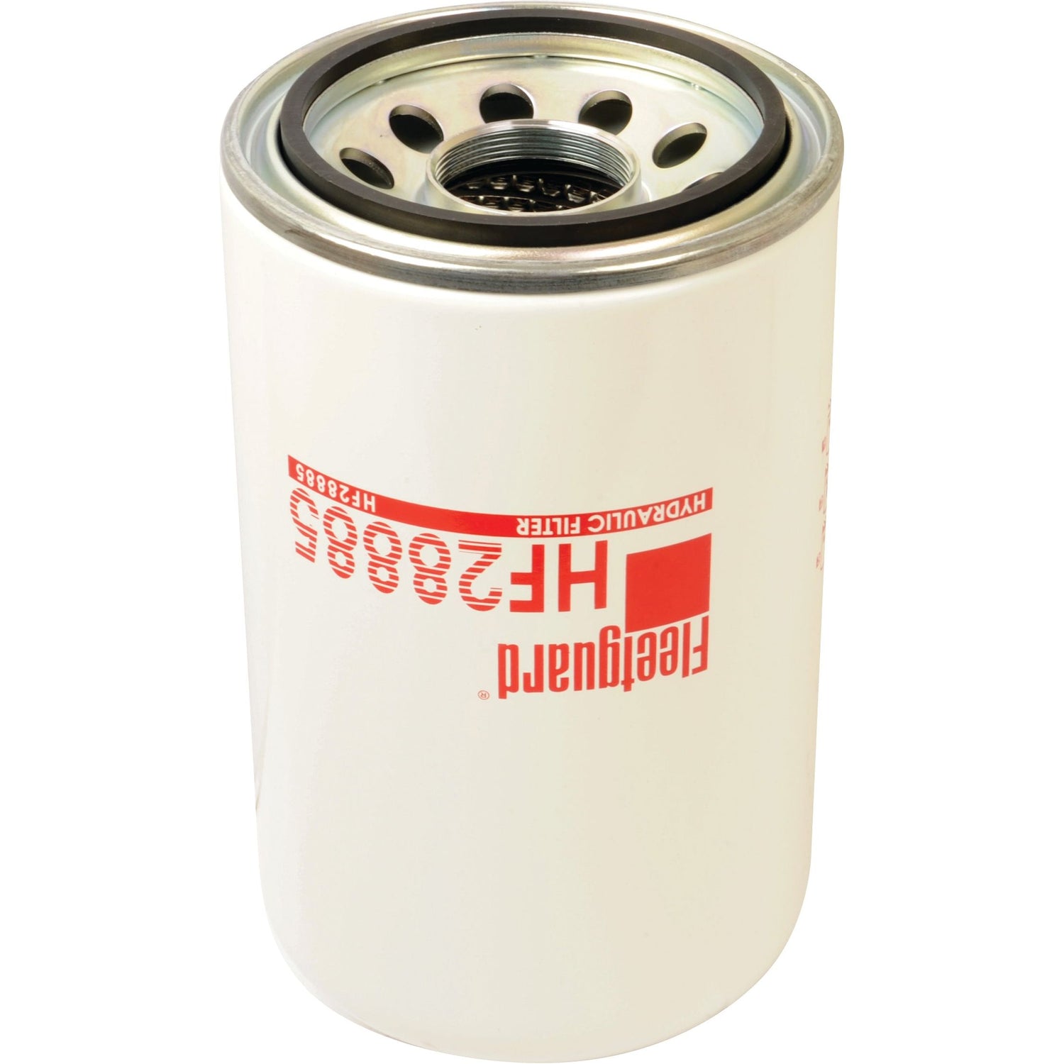 The Sparex Hydraulic Filter - Spin On - HF28885 (Sparex Part No. S.109207), compatible with Case IH International Harvester equipment, features a cylindrical shape and an open end with a metallic casing punctuated by multiple small holes.