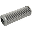 A cylindrical metal hydraulic filter with parallel grooves and capped ends, compatible with Fleetguard HF35340 and ideal for Deutz-Fahr AGROTRON, is available as the Sparex Hydraulic Filter - Element - HF35340 (Part No. S.109256).
