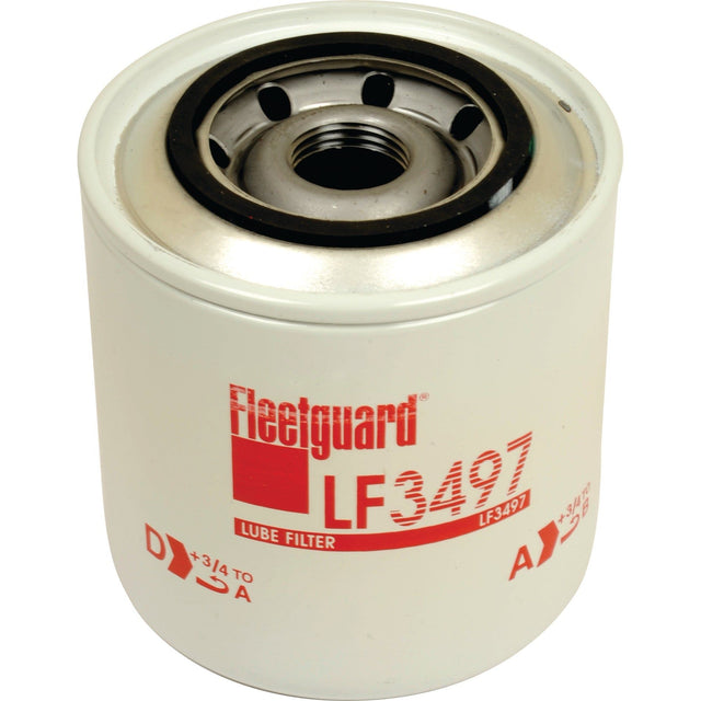 A white Sparex Oil Filter - Spin On - LF3497 (Sparex Part No. S.109416) features black and red text, complemented by a metal circular top with threading and holes.