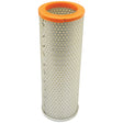 The Air Filter - Inner (Sparex Part No. S.109756) by Sparex is a cylindrical air filter featuring a perforated metal mesh exterior and an orange rubber rim on top, offering reliable performance for demanding applications.