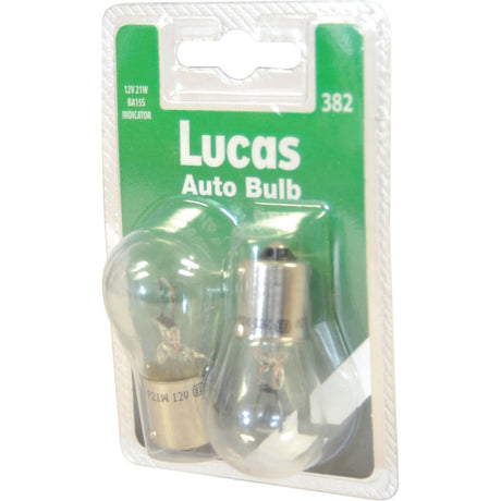 A package of two Sparex Light Bulbs (Filament), model number S.110063, with 12V 21W BA15s specifications. The clamshell plastic packaging features a green and white label.