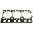 The Sparex Head Gasket - 3 Cyl. & 6 Cyl. (311D, 311DS, 311C, 311CS, 611D) | Sparex Part No.S.110946 for Valmet and Valtra engines features multiple circular openings and small holes for bolts, when viewed from above.