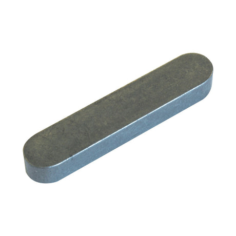 A metallic rectangular piece with rounded edges, resembling a Metric Parallel Key from the DIN 6885A standard, is displayed against a white background from the Metric Parallel Keys Assortment, 80 pcs. Handipak by Sparex (Sparex Part No.S.11161).