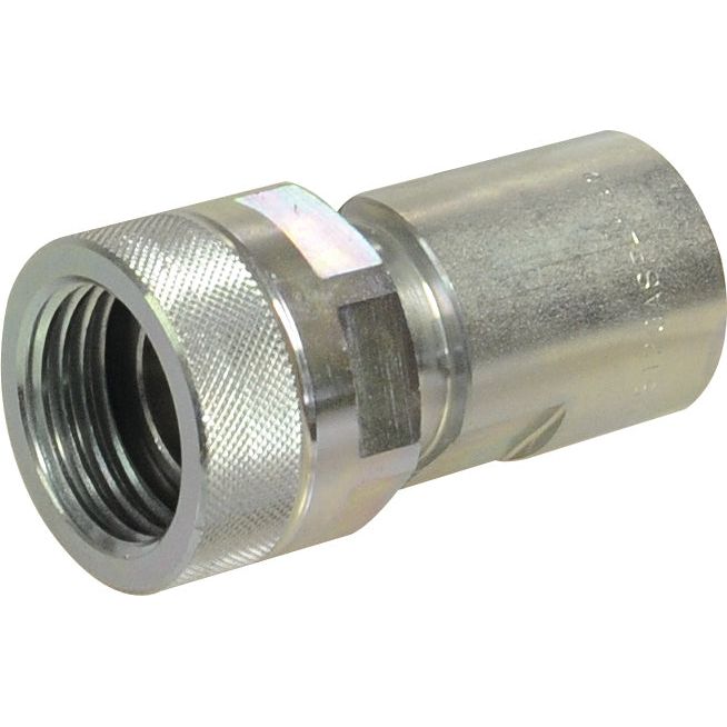 The Poppet Valve Coupling Screw - Female - 1/2'' BSP, part of the VVS Series by Sparex (Sparex Part No. S.112799), is a metal hydraulic fitting with a threaded end and a knurled grip, designed to connect hoses or tubes.