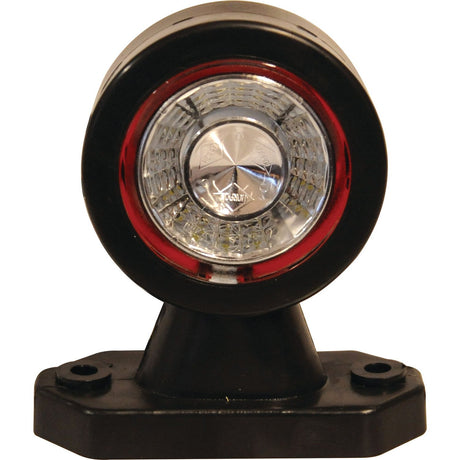 The Sparex LED Outline Front/Rear Facing Marker Light, RH & LH, 12-24V - S.113362 features a circular LED design with a black mounting base, clear lens, and red ring; it is IP68 rated and CE approved for vehicle applications.