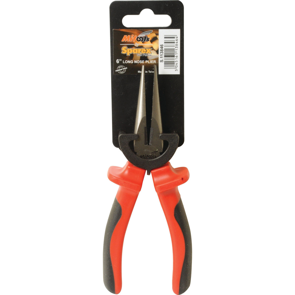 Sparex Long Nose Pliers (Part No. S.113846) in packaging with a product label at the top, featuring a 160mm red and black design.
