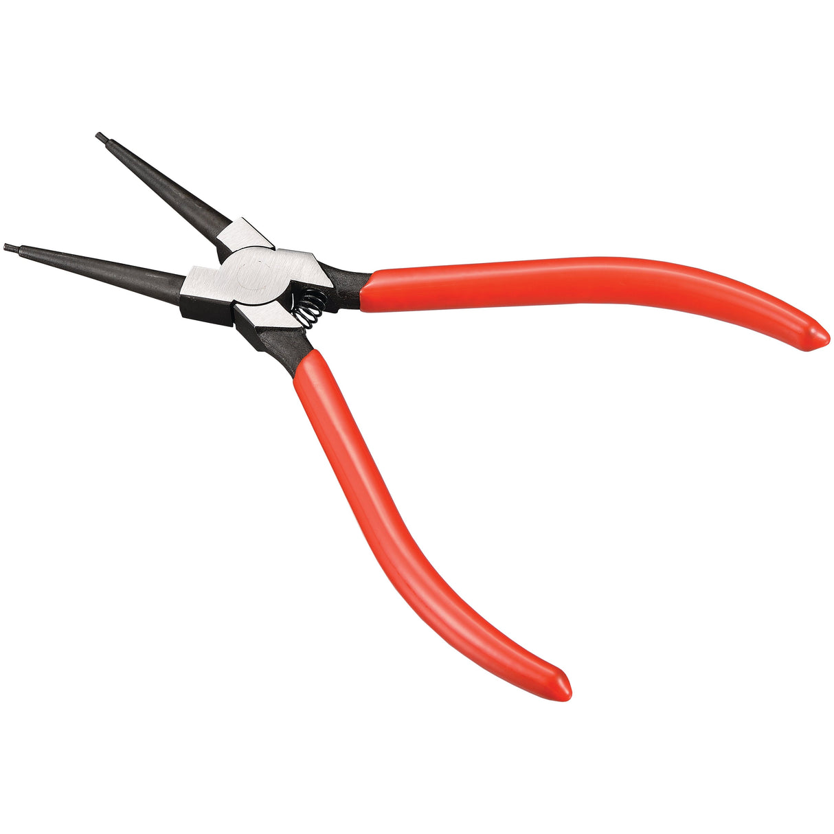 A pair of Sparex Internal Circlip Pliers - S.113853, featuring red handles and a black metal body, designed for an internal circlip with a 12 - 65mm range.