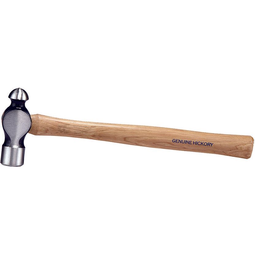 A Sparex Ball Pein Hammer - S.113858 with a 400mm wooden handle labeled "Genuine Hickory." The hammer features a flat striking surface on one end and a rounded peen on the other.