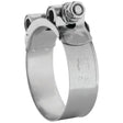 A robust, heavy-duty hose clip with a threaded bolt and nut mechanism, featuring an engraved logo and the word "Pat" on its stainless steel surface, branded as Sparex Heavy Duty Hose Clip: Ø64-67mm, Sparex Part No. S.11390.