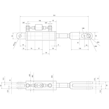 Hydraulic Levelling Box (Supplied with: Hoses), Min. Length: 510mm, Cylinder Bore: 63mm.
 - S.113939 - Farming Parts