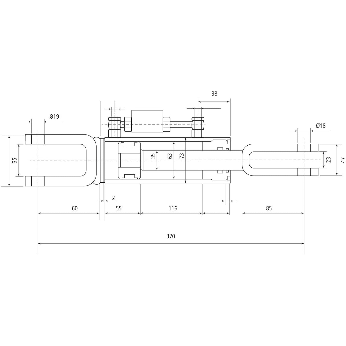 Hydraulic Levelling Box (Supplied with: Hoses), Min. Length: 370mm, Cylinder Bore: 63mm.
 - S.113943 - Farming Parts