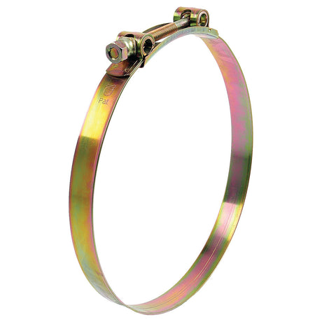 The Sparex Heavy Duty Hose Clip (Ø240-245mm) with part number S.11409 is made of galvanized steel and features a single bolt clamp with a screw and bolt fastening mechanism, making it ideal for securing cylindrical objects.