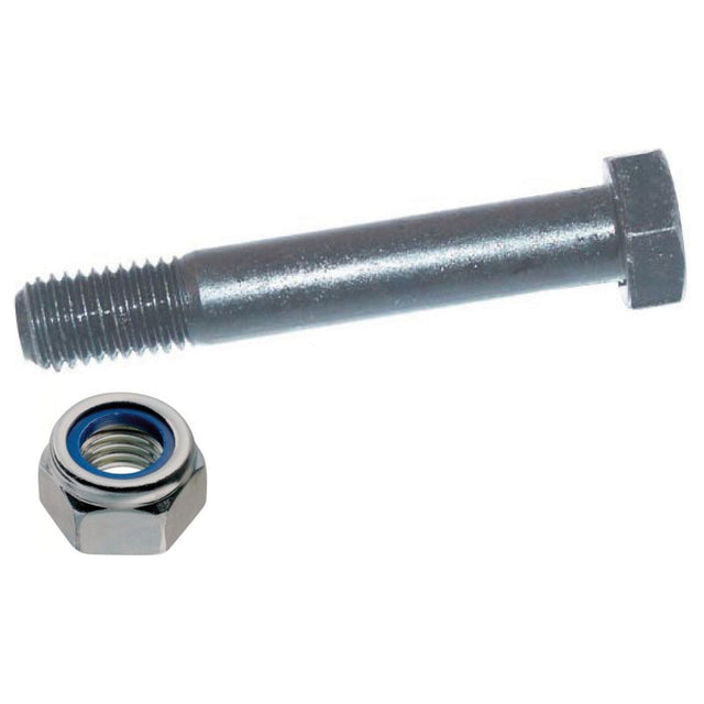 A Hexagonal Head Bolt With Nut (TH) - M14 x 90mm, Tensile strength 10.9 Loose, branded as Sparex Part No.S.115022, rests on a white background. The bolt is threaded on one end and features a hexagonal head, while the accompanying nut is also hexagonal with a blue nylon insert.