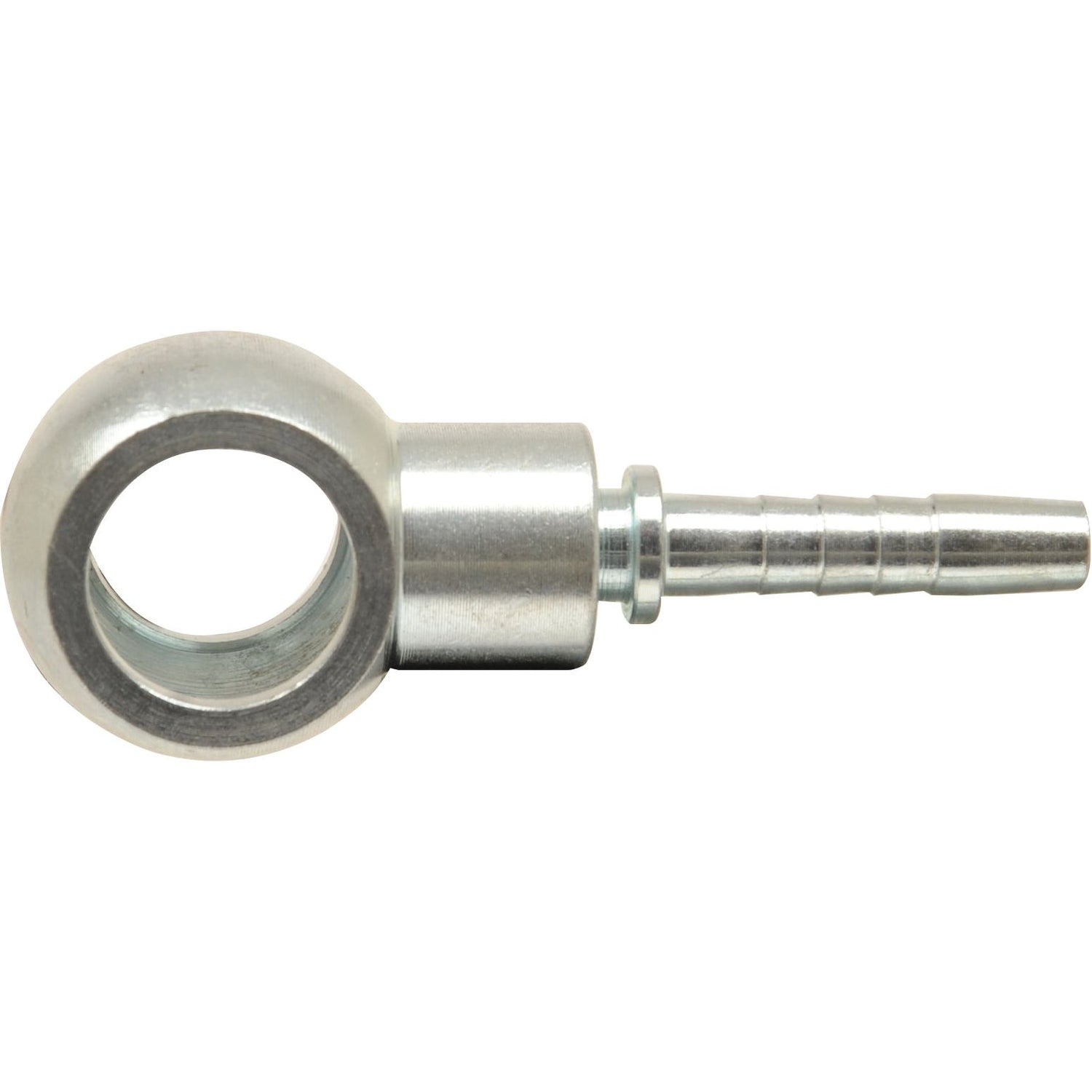 A Dicsa BSP Banjo Insert 3/4'' x 3/4'' Ø (Sparex Part No. S.116709) featuring a metal barbed hose fitting and an eyelet on one end from Sparex.