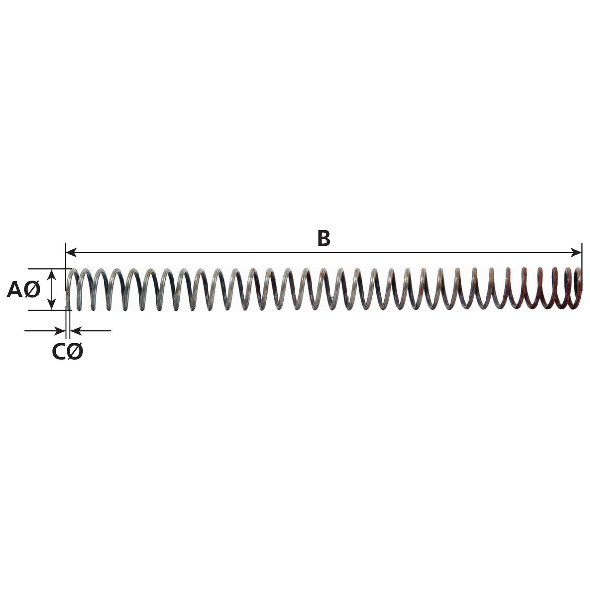 Compression Spring, Spring Ø25mm, Wire Ø3.25mm, Length: 150mm.
 - S.11869 - Farming Parts