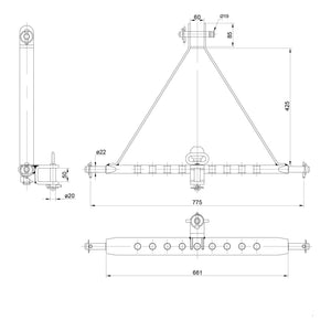 Drawbar Hitch System (Cat. 1) No. holes: 9, 775mm.
 - S.119468 - Farming Parts