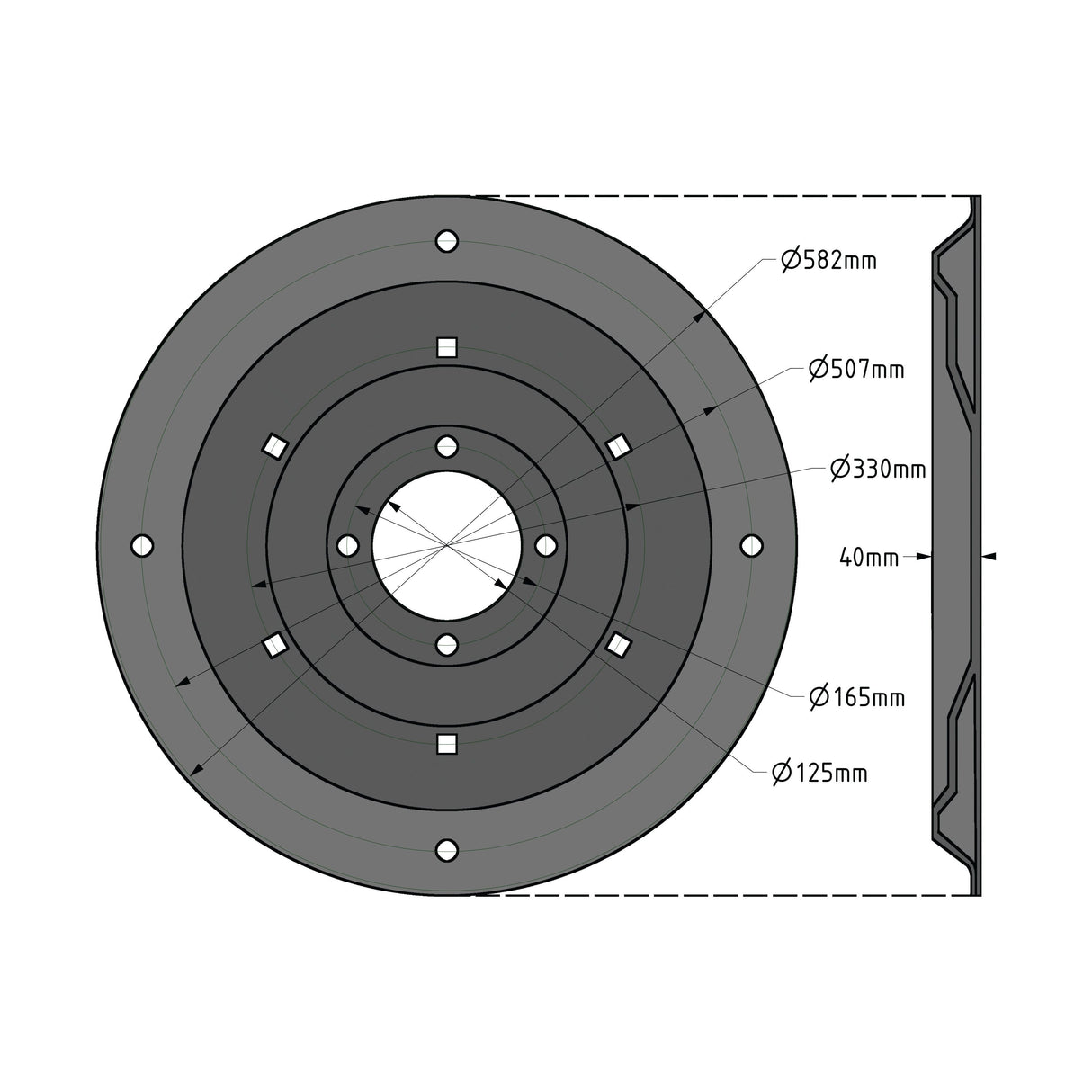 Sliding Saucer - OD :582mm, - Replacement for Fella
- S.119621 - Farming Parts