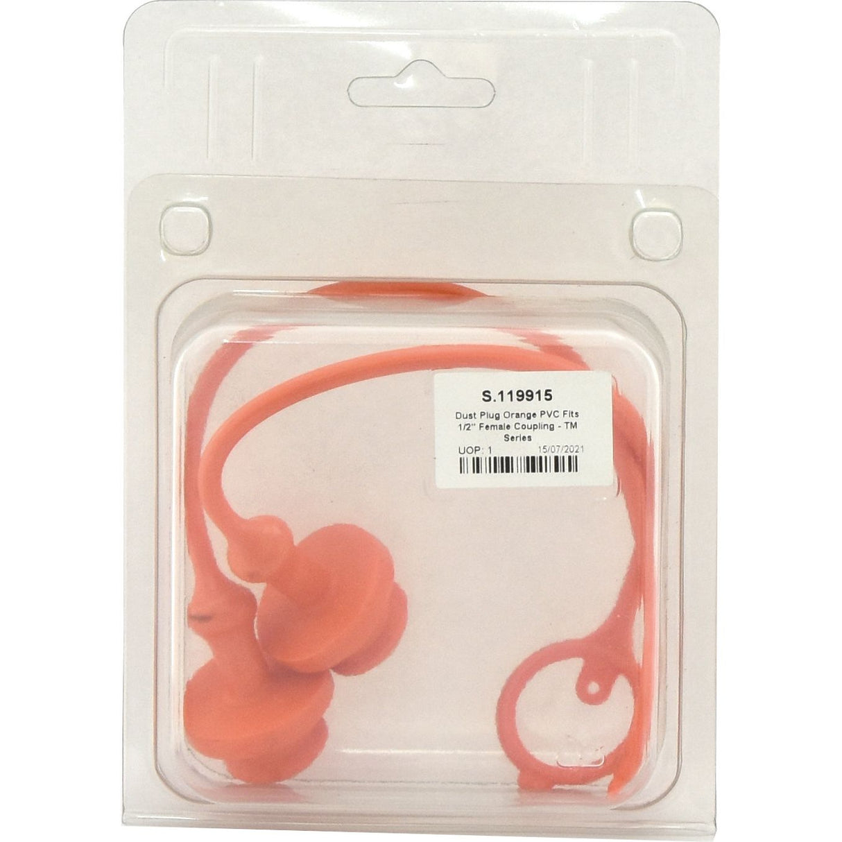 Faster Dust Plug Orange PVC Fits 1/2'' Female Coupling - TM Series TM12LA (Agripak 2 pcs.) - S.119915 - Farming Parts