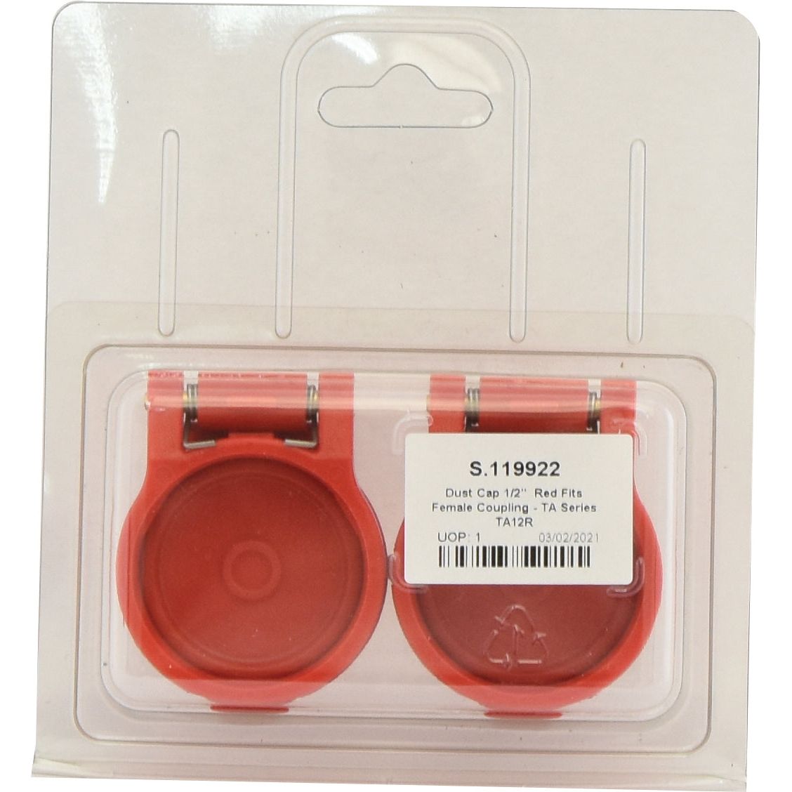 Faster Dust Cap 1/2''  Red Fits Female Coupling - TA Series TA12R (2&nbsp;pcs. Agripak) - S.119922 - Farming Parts