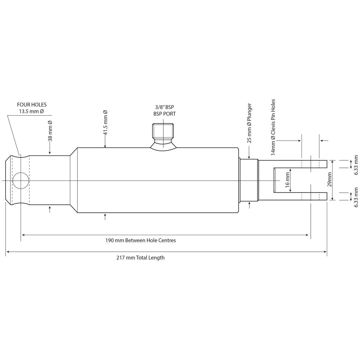 Displacment Cylinder 25mm
- S.12707 - Farming Parts