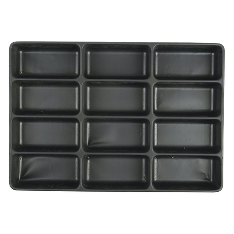 The Sparex 12 Compartment Tray (330 x 50 x 230mm) in black, known by Sparex Part No. S.2425, is perfect as a storage organizer.
