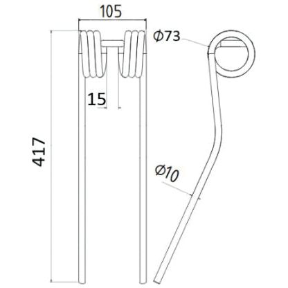 Tedder haytine- Length:417mm, Width:105mm,⌀10mm - Replacement for Krone
- S.132534 - Farming Parts