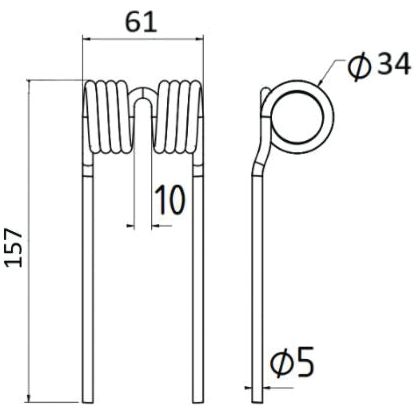 Pick-Up Haytine- Length:157mm, Width:61mm,⌀5mm - Replacement for Mengelle
 - S.132542 - Farming Parts